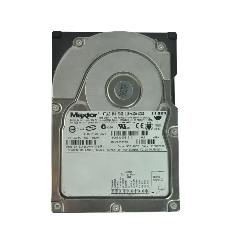 8C073L0 - Maxtor 73.4GB 15000RPM Ultra-320 SCSI 8MB Cache 68-Pin 3.5-inch Hard Drive