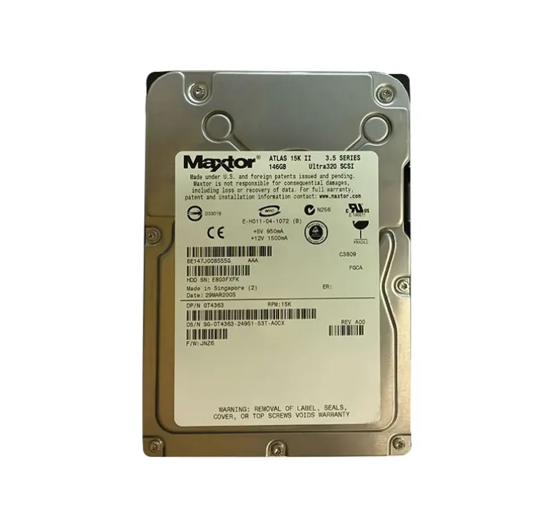 8E147J008555G - Maxtor Atlas 15K II 147.1GB 15000RPM Ultra-320 SCSI 80-Pin 8MB Cache 3.5-inch Hard Drive