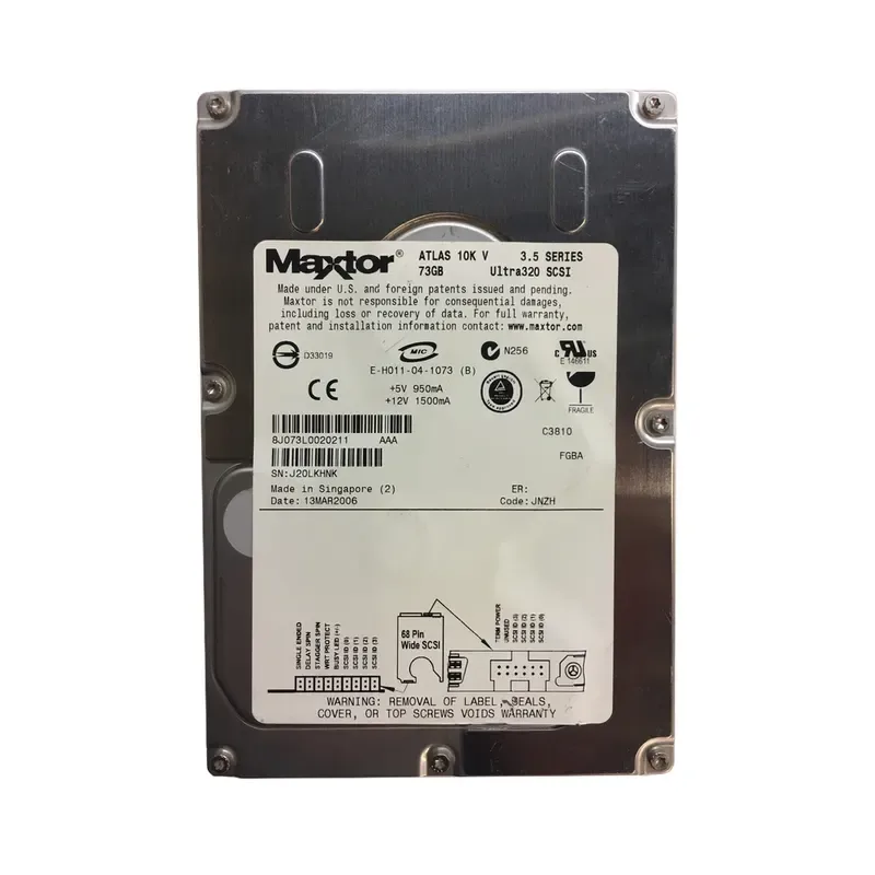 8J073L0 - Maxtor Atlas 10K 73.50 GB 3.5 Internal Hard Drive - Ultra320 SCSI - 10000 rpm - 8 MB Buffer