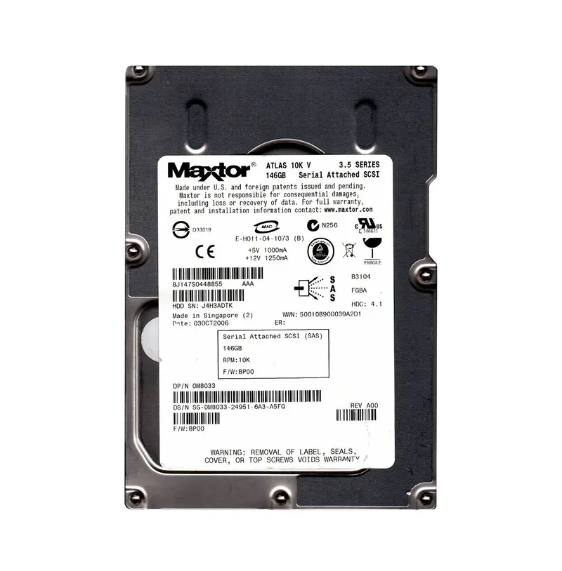 8J147S0448855 - Dell / Maxtor Atlas 10K V 73.5GB 10000RPM SAS 3Gb/s 16MB Cache Hot-Swappable 3.5-inch Hard Drive