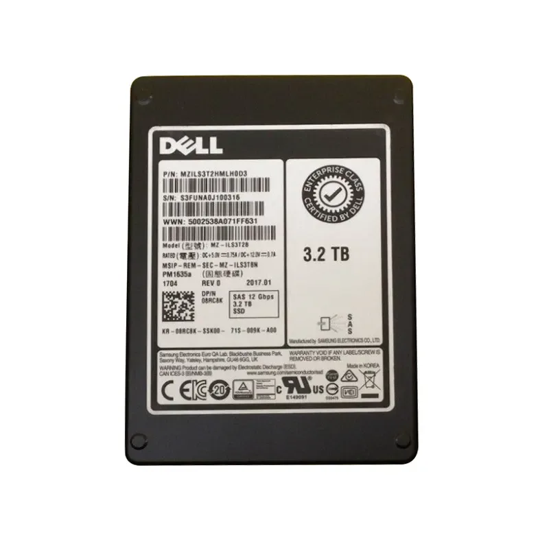 8RC8K - Dell 3.2TB SAS 12Gb/s Mix Use Hot-Pluggable 2.5-inch Solid State Drive