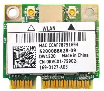 8RPJ3 - Dell Wireless 1520 (11agn) WLAN Half-Height mini-Card foDell Inspiron / Latitude / Studio Laptops / Alienware / OptiPlex / Precision Mobil