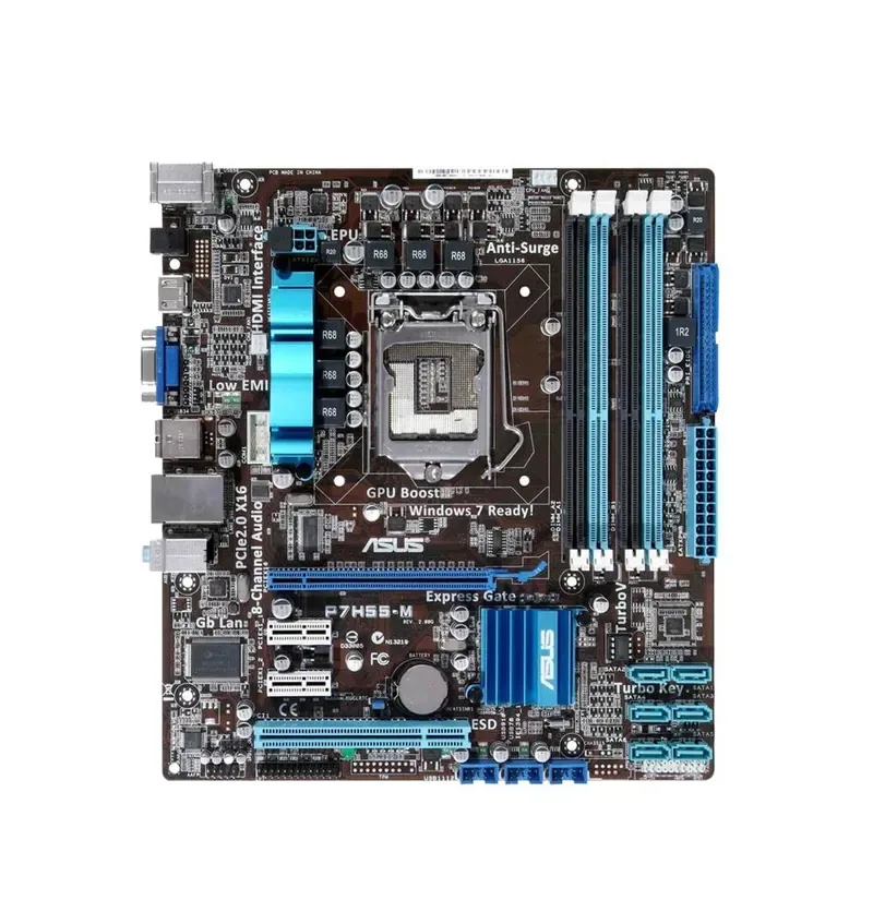 90-MIBBK3-G0EAY0KZ - ASUS P7H55-M Desktop Board Intel Chipset SWTX Socket H 16GB DDR3 SDRAM Ultra ATA/133 (ATA-7) Serial ATA/300 7.1