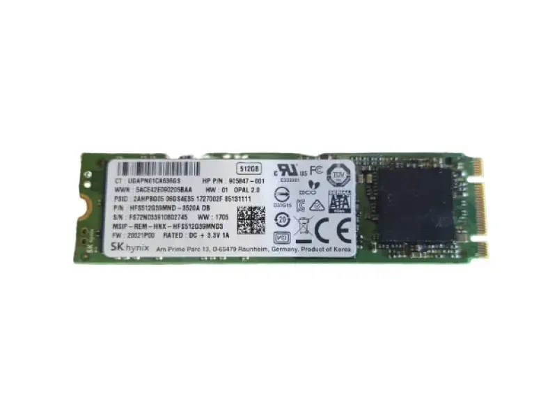 905847-001 - HP / SK Hynix Sc300 512GB SATA Self-Encrypting M.2 Solid State Drive