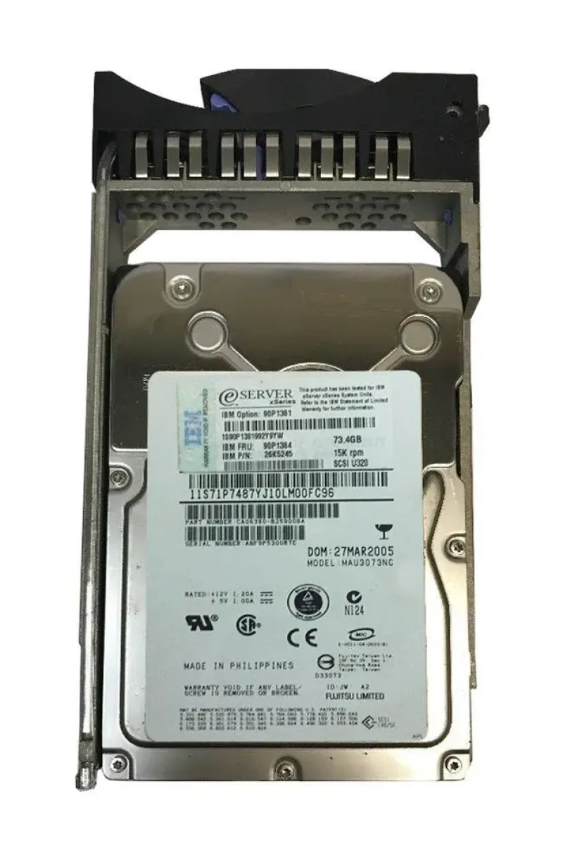 90P1381 - IBM 73.4GB 15000RPM Ultra-320 SCSI HOT SWAPPABLE 3.5-inch Hard Drive with Tray