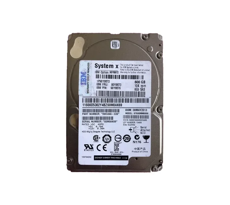 90Y8873 - IBM 600GB 10000RPM SAS 6Gb/s G2 2.5-inch Hot-Pluggable SFF Hard Drive