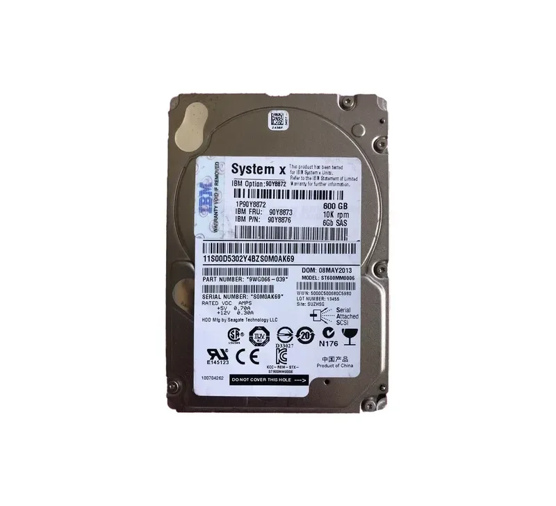 90Y8876 - IBM 600GB 10000RPM SAS 6Gb/s Hot-Pluggable 2.5-inch Hard Drive