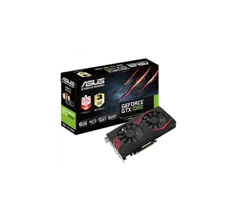 90YV0A28-M0NA00 - Asus EX-GTX1060-O6G GeForce GTX 1060 Graphic Card 1594MHz Core 1809MHz Boost Clock 6GB GDDR5 PCI Express 3.0 Dual Slot Space Required
