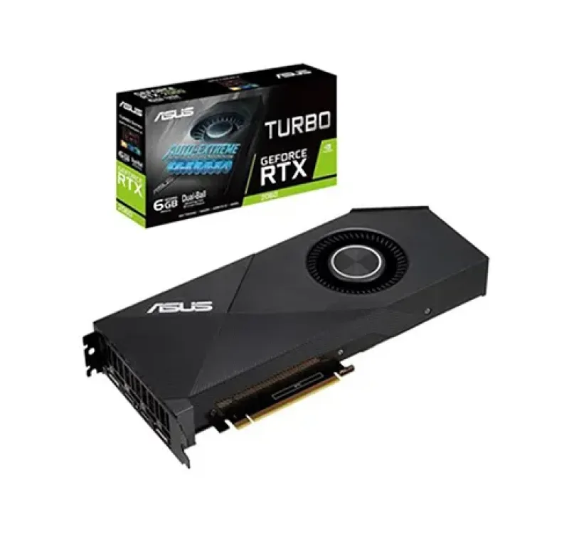 90YV0CM0-M0NA00 - Asus Turbo TURBO-RTX2060-6G GeForce RTX 2060 Graphic Card 1395MHz Core 1710MHz Boost Clock 6GB GDDR6 PCI Express 3.0 x16 Dual Slot Space Required