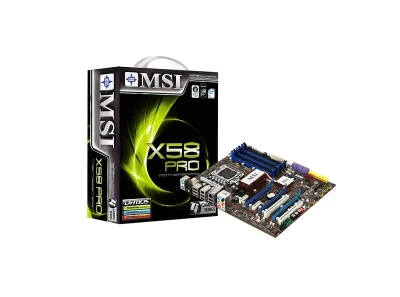 911-7522-013 - MSI X58 Pro Desktop Board Intel X58 Express Enhanced SpeedStep Technology Socket B 6.4GT/s 24GB DDR3 SDRAM DDR3-1333/PC3-10600, DDR3-1066/PC3-8500, DDR3-800/PC3-6400 CrossFireX ATX