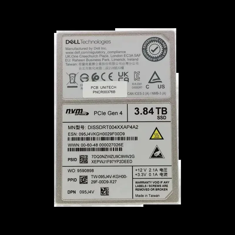 Dell 95J4V Dell enterprise U.2 NVMe SSD 3.84TB PCIe Gen4 read-intensive for PowerEdge servers