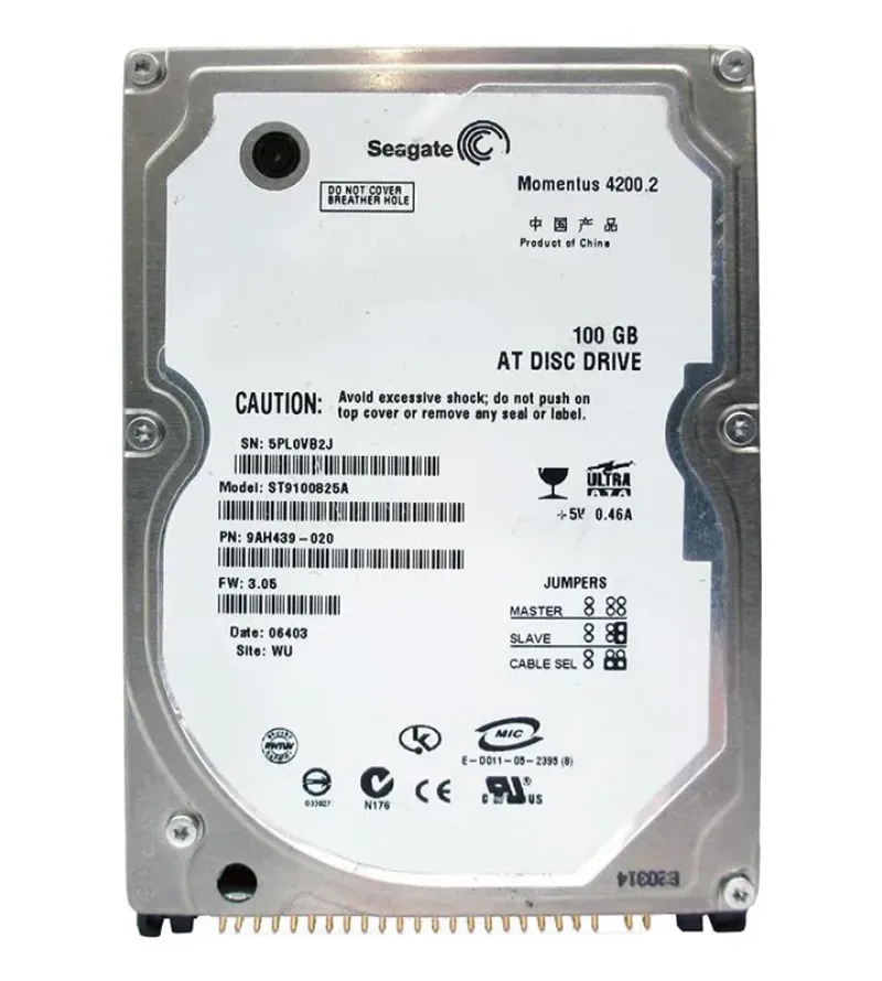 9AH439-020 - HP Seagate Momentus 4200.2 100GB 4200RPM ATA-100 8MB Cache 2.5-inch Hard Drive