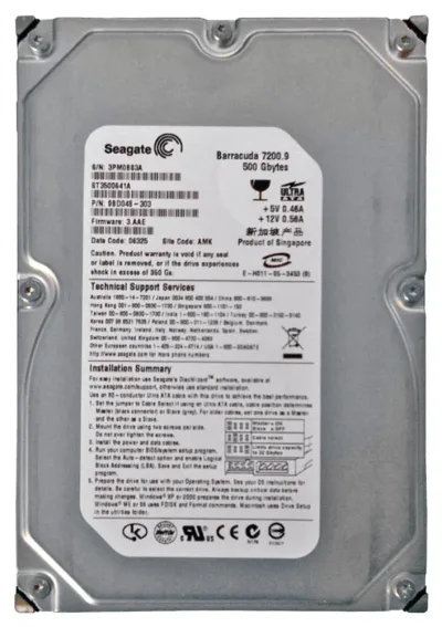 9BD048-303 - Seagate BarraCuda 7200.9 500GB 7200RPM IDE Ultra ATA/100 (ATA-6) 16MB Cache (CE) 3.5-inch Hard Drive