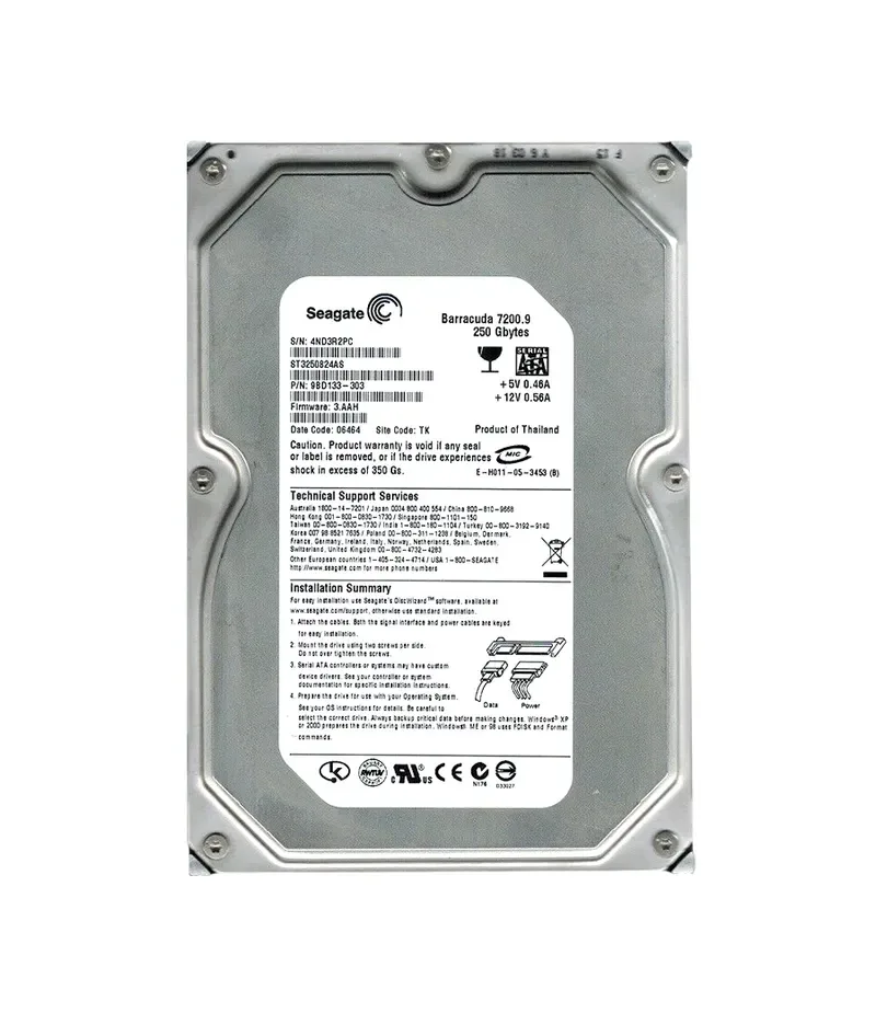 9BD133-303 - Seagate BarraCuda 7200.9 250GB 7200RPM SATA 3Gb/s 8MB Cache 3.5-inch Hard Drive