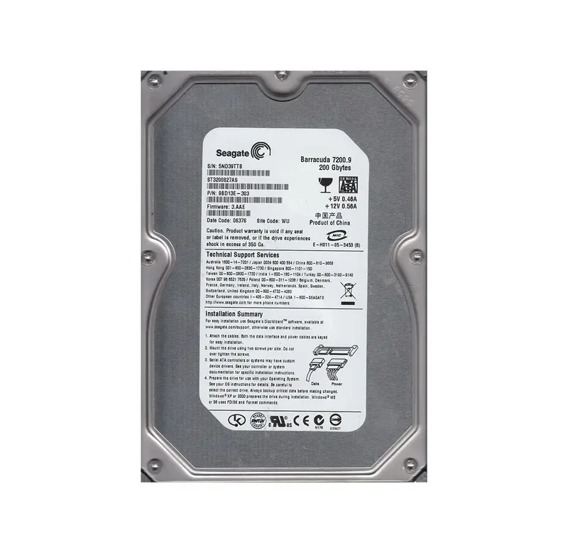 9BD13E-303 - Seagate BarraCuda 7200.9 200GB 7200RPM SATA 3Gb/s 8MB Cache 3.5-inch Hard Drive