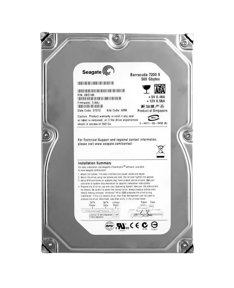 9BD148-700 - Seagate BarraCuda 7200.9 500GB 7200RPM SATA 3Gb/s 16MB Cache 3.5-inch Hard Drive