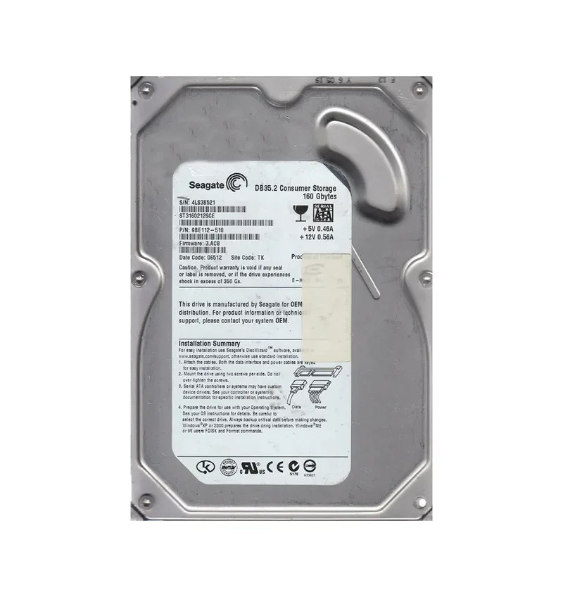 9BE112-510 - Seagate DB35 Series 160GB 7200RPM SATA 3Gb/s 2MB Cache (CE) 3.5-inch Hard Drive