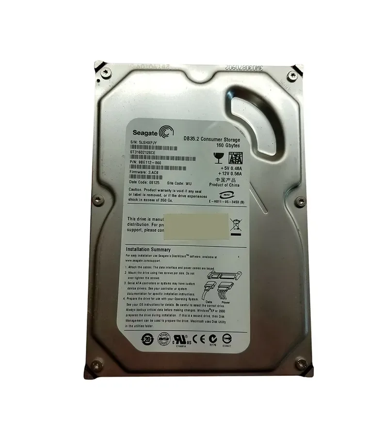 9BE112-860 - Seagate DB35 Series 160GB 7200RPM SATA 3Gb/s 2MB Cache (CE) 3.5-inch Hard Drive