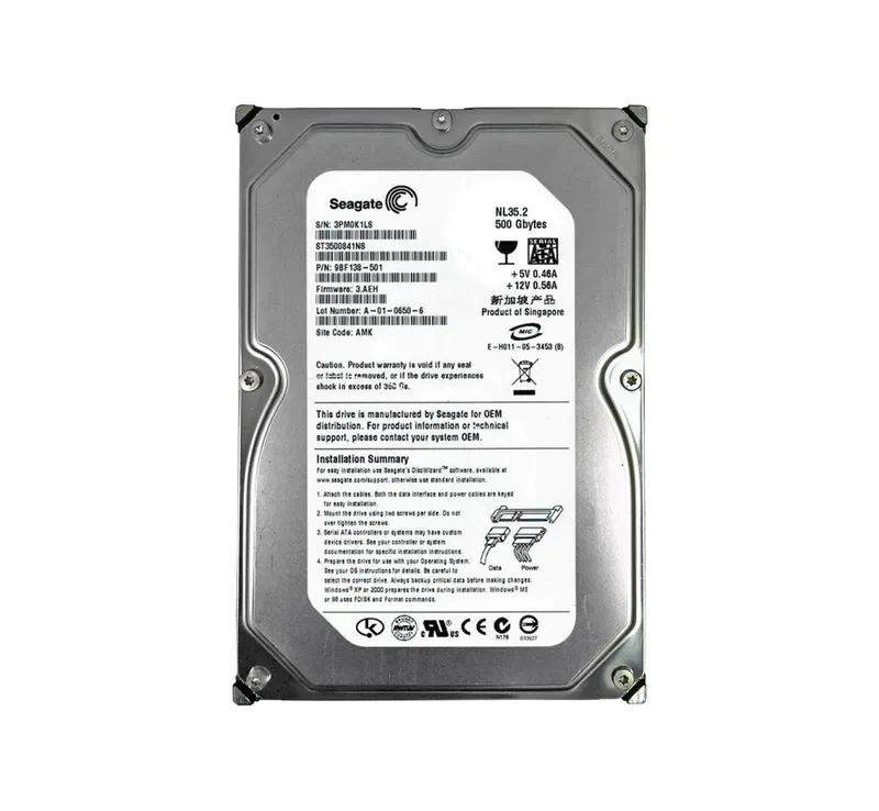 9BF138-501 - Seagate Series NL35 500GB 7200RPM SATA 3Gb/s 8MB Cache 3.5-inch Hard Drive