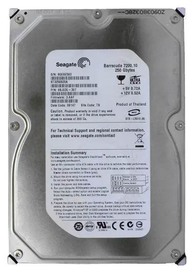 9BJ03E-307 - Seagate BarraCuda 7200.1 250GB 7200RPM IDE Ultra ATA/100 (ATA-6) 8MB Cache (CE) 3.5-inch Hard Drive