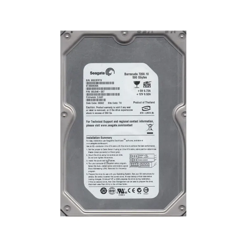 9BJ046-307 - Seagate BarraCuda 7200.1 500GB 7200RPM ATA-100 16MB Cache 3.5-inch Hard Drive