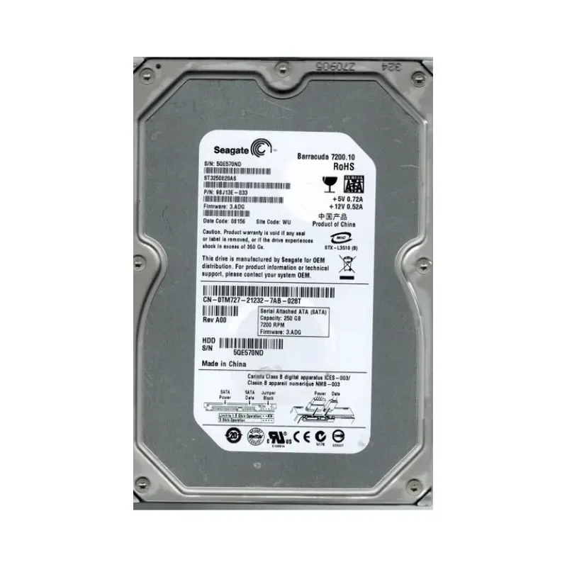 9BJ13E-033 - Seagate BarraCuda 7200.1 250GB 7200RPM SATA 3Gb/s 8MB Cache 3.5-inch Hard Drive