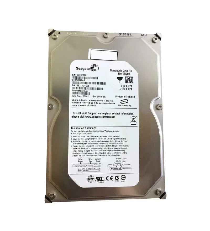 9BJ13E-305 - Seagate BarraCuda 7200.1 250GB 7200RPM SATA 3Gb/s 8MB Cache 3.5-inch Hard Drive