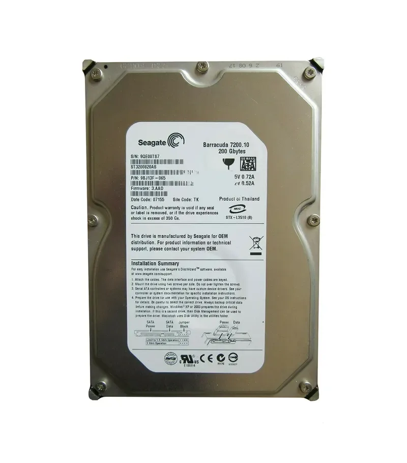 9BJ13F-065 - Seagate BarraCuda 7200.10 200GB 7200RPM SATA 3Gb/s 8MB Cache (CE) 3.5-inch Hard Drive