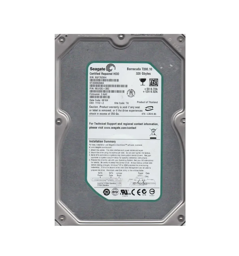 9BJ13G-305 - Seagate BarraCuda 7200.1 320GB 7200RPM SATA 3Gb/s 8MB Cache (CE) 3.5-inch Hard Drive