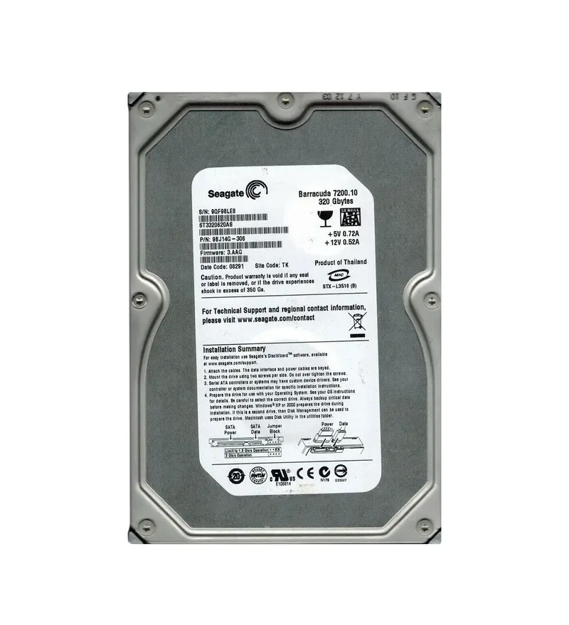 9BJ14G-306 - Seagate BarraCuda 7200.1 320GB 7200RPM SATA 3Gb/s 16MB Cache (CE) 3.5-inch Hard Drive