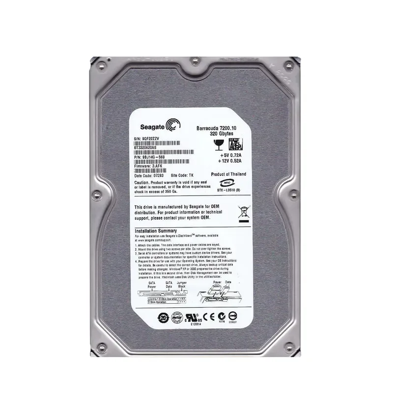 9BJ14G-568 - Seagate BarraCuda 7200.1 320GB 7200RPM SATA 3Gb/s 16MB Cache (CE) 3.5-inch Hard Drive