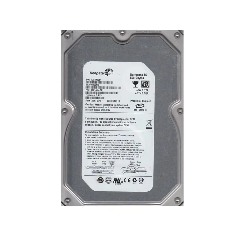 9BL146-371 - Seagate BarraCuda ES 500GB 7200RPM SATA 3Gb/s 16MB Cache 3.5-inch Hard Drive