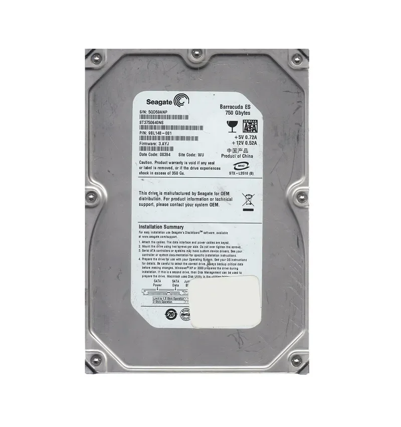 9BL148-081 - Seagate BarraCuda ES 750GB 7200RPM SATA 3Gb/s 16MB Cache 3.5-inch Hard Drive