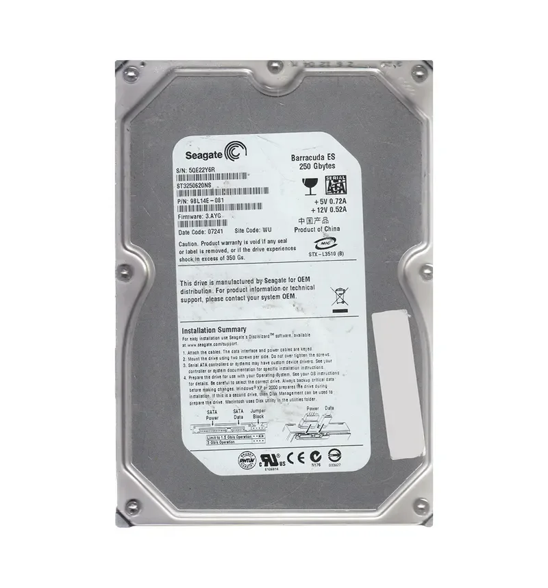 9BL14E-081 - Seagate BarraCuda ES 250GB 7200RPM SATA 3Gb/s 16MB Cache (CE) 3.5-inch Hard Drive