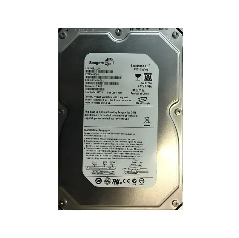 9BL14E-502 - Seagate BarraCuda ES 250GB 7200RPM SATA 3Gb/s 16MB Cache (CE) 3.5-inch Hard Drive