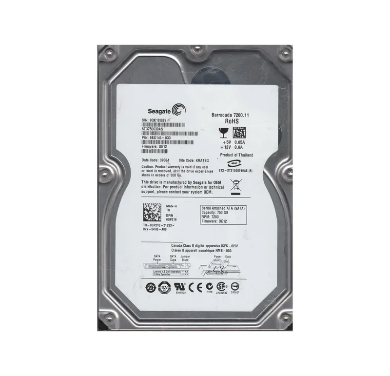 9BX146-033 - Seagate BarraCuda 7200.11 750GB 7200RPM SATA 3Gb/s 16MB Cache 3.5-inch Hard Drive