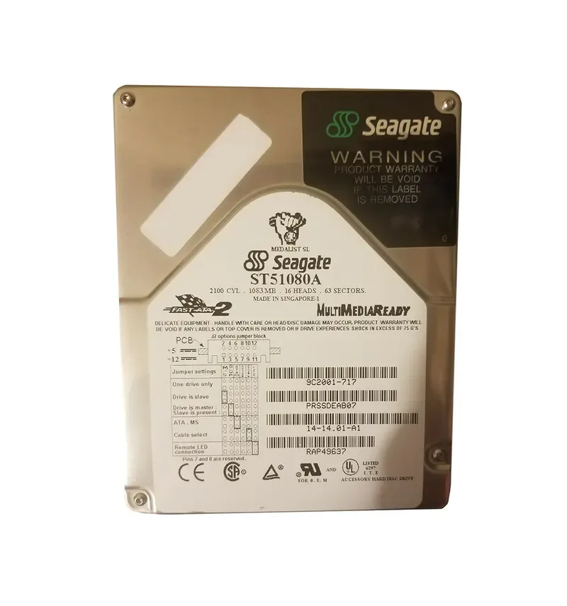 9C2001-717 - Seagate Fast 1GB 5400RPM ATA 128KB Cache 3.5-inch Hard Drive