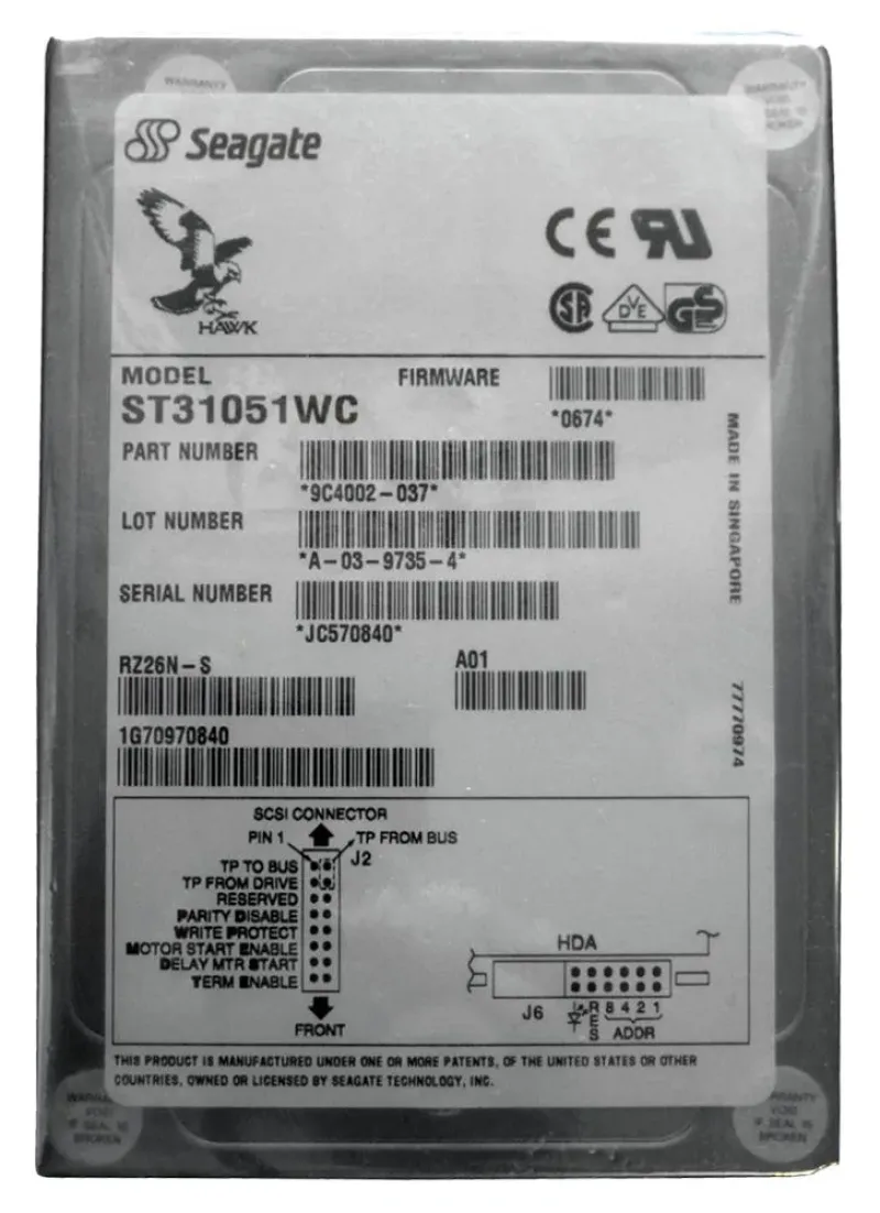 9C4002-037 - Seagate Hawk 2XL 1.06GB 5400RPM Fast Wide SCSI 80-Pin 512KB Cache 3.5-inch Hard Drive
