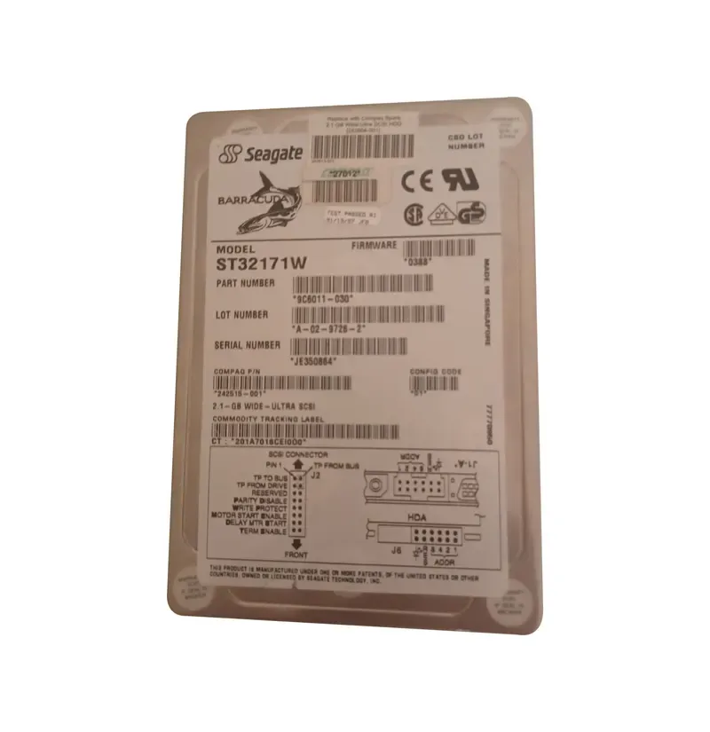 9C6011-030 - Seagate BarraCuda 4LP 2.1GB 7200RPM Wide Ultra SCSI 68-Pin 512KB Cache 3.5-inch Hard Drive