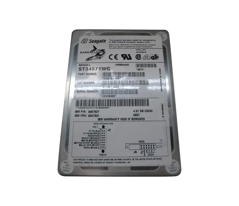 9C6016-031 - Seagate BarraCuda 4LP 4.55GB 7200RPM Wide Ultra SCSI 80-Pin 512KB Cache 3.5-inch Hard Drive