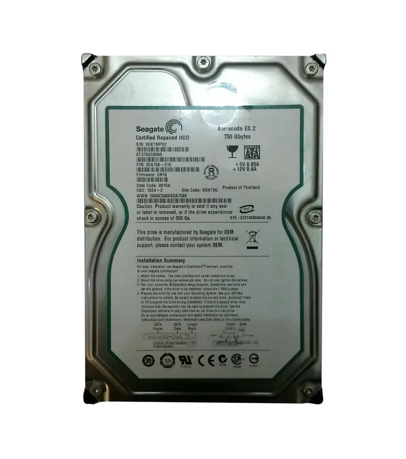 9CA156-510 - Seagate BarraCuda ES.2 750GB 7200RPM SATA 3Gb/s 32MB Cache 3.5-inch Hard Drive