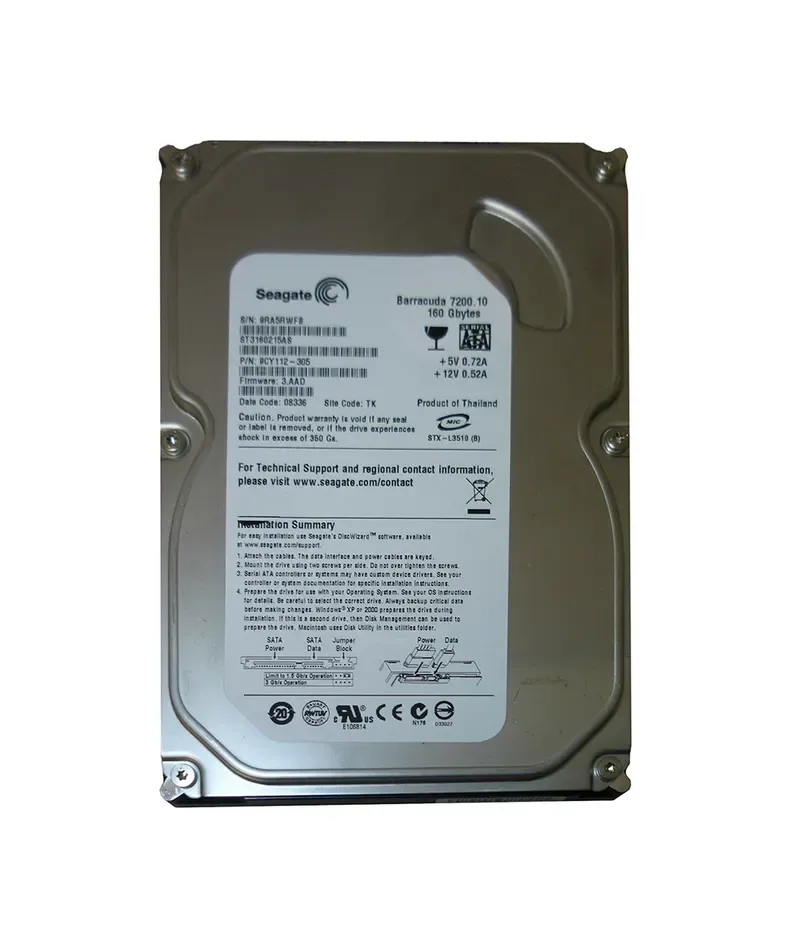 9CY112-305 - Seagate BarraCuda 7200.10 160GB 7200RPM SATA 3Gb/s 2MB Cache (CE) 3.5-inch Hard Drive