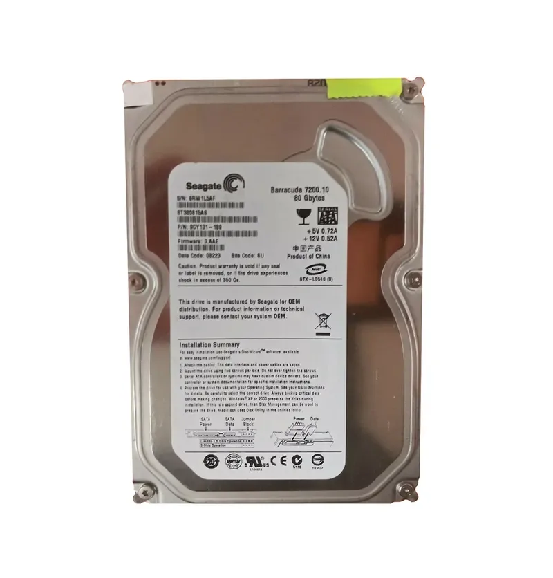 9CY131-189 - Seagate BarraCuda 7200.1 80GB 7200RPM SATA 3Gb/s 8MB Cache 3.5-inch Hard Drive
