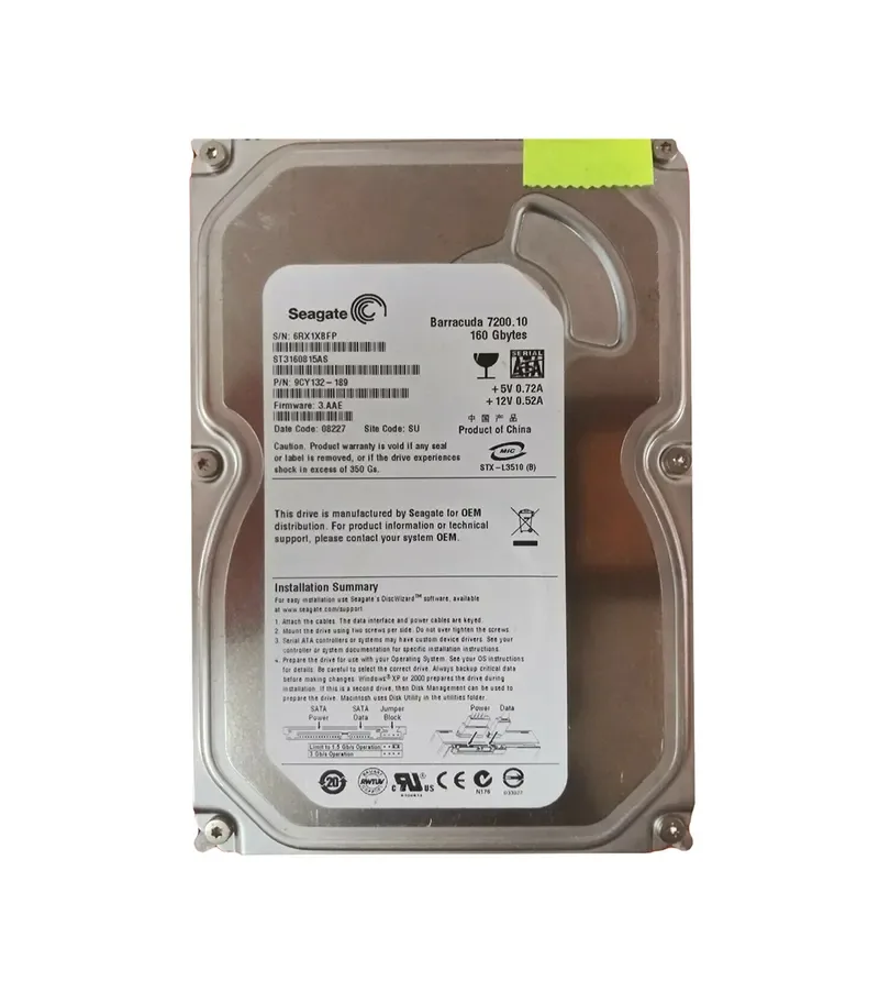 9CY132-189 - Seagate BarraCuda 7200.1 160GB 7200RPM SATA 3Gb/s 8MB Cache 3.5-inch Hard Drive