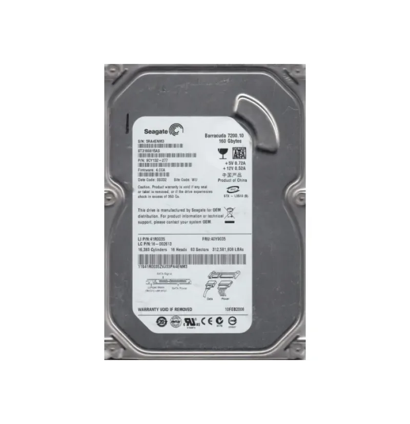 9CY132-277 - Seagate BarraCuda 7200.1 160GB 7200RPM SATA 3Gb/s 8MB Cache 3.5-inch Hard Drive