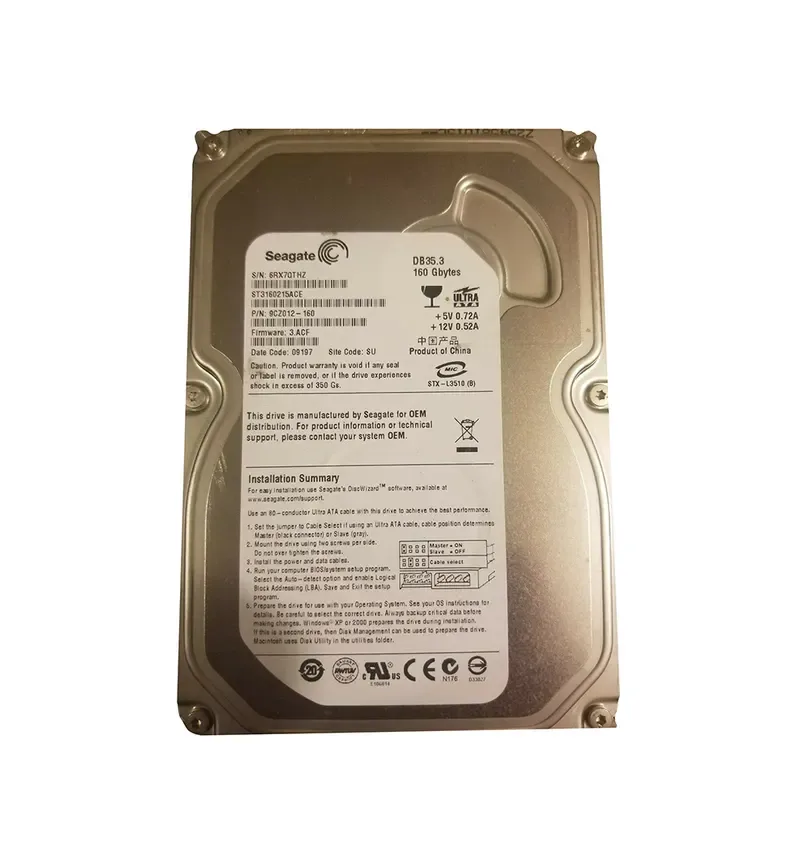 9CZ012-160 - Seagate DB35.3 Series 160GB 7200RPM IDE Ultra ATA/100 (ATA-6) 2MB Cache (CE) 3.5-inch Hard Drive
