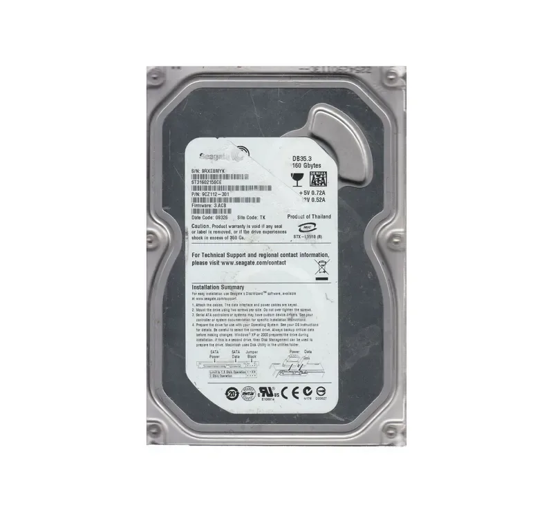 9CZ112-301 - Seagate DB35 160GB 7200RPM SATA 3Gb/s 2MB Cache 3.5-inch Hard Drive