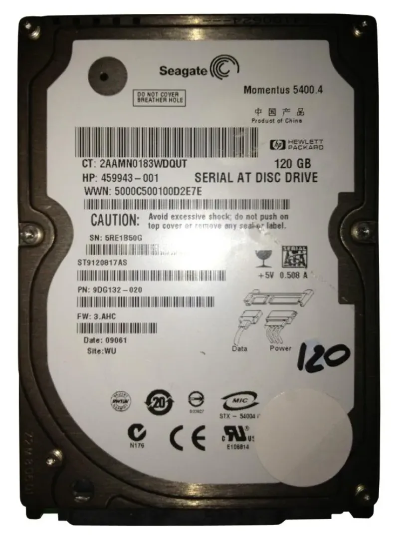 9DG132-020 - Seagate Momentus 5400.4 120GB 5400RPM SATA 3Gb/s 8MB Cache (CE) 2.5-inch Hard Drive