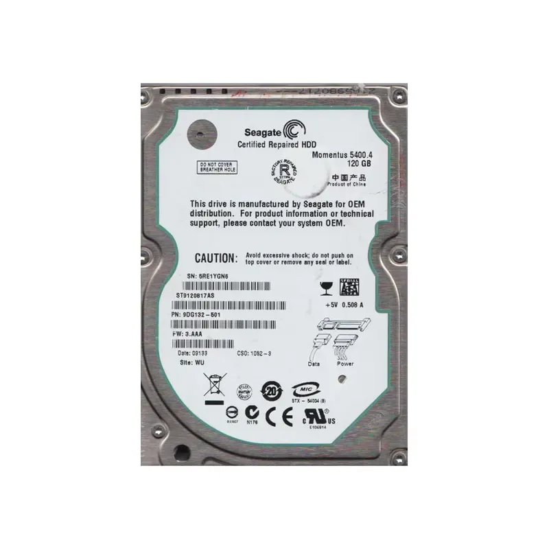 9DG132-501 - Seagate 120GB 5400RPM SATA 3Gb/s 2.5-inch Hard Drive