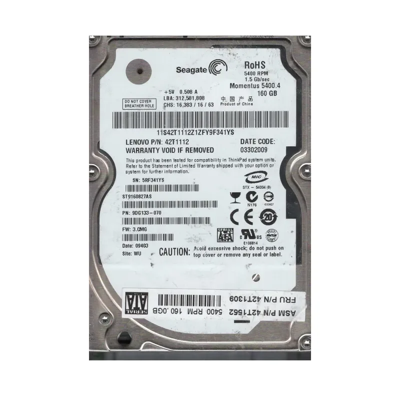 9DG133-070 - Seagate Momentus 5400.4 160GB 5400RPM SATA 3Gb/s 8MB Cache 2.5-inch Hard Drive